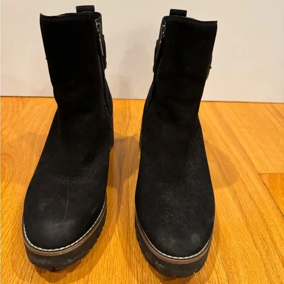 Blondo Black Dalia Waterproof Ankle Boots Silver Buckle Chunky Sole size 9.5 - Picture 3 of 9